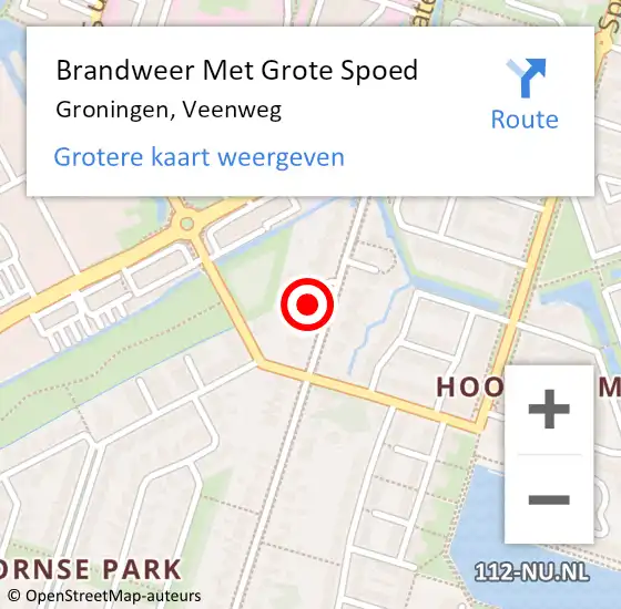 Locatie op kaart van de 112 melding: Brandweer Met Grote Spoed Naar Groningen, Veenweg op 21 november 2021 14:21