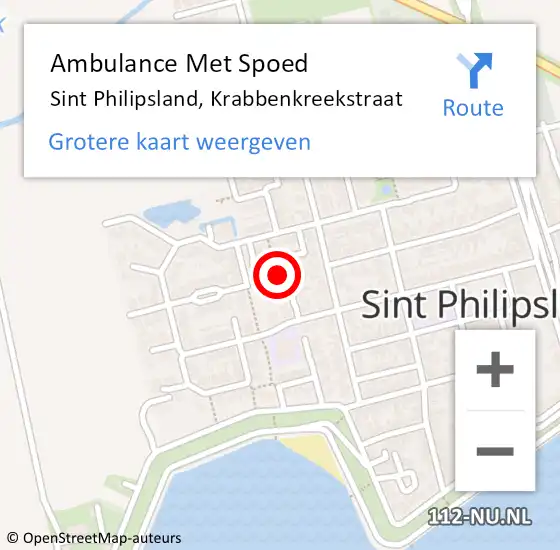 Locatie op kaart van de 112 melding: Ambulance Met Spoed Naar Sint Philipsland, Krabbenkreekstraat op 30 juni 2014 05:56