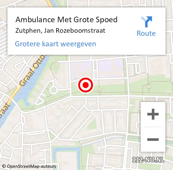 Locatie op kaart van de 112 melding: Ambulance Met Grote Spoed Naar Zutphen, Jan Rozeboomstraat op 21 november 2021 14:51