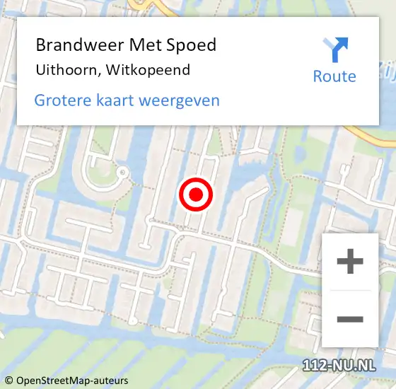 Locatie op kaart van de 112 melding: Brandweer Met Spoed Naar Uithoorn, Witkopeend op 21 november 2021 14:57