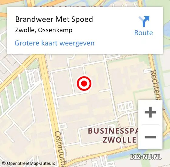 Locatie op kaart van de 112 melding: Brandweer Met Spoed Naar Zwolle, Ossenkamp op 21 november 2021 15:00