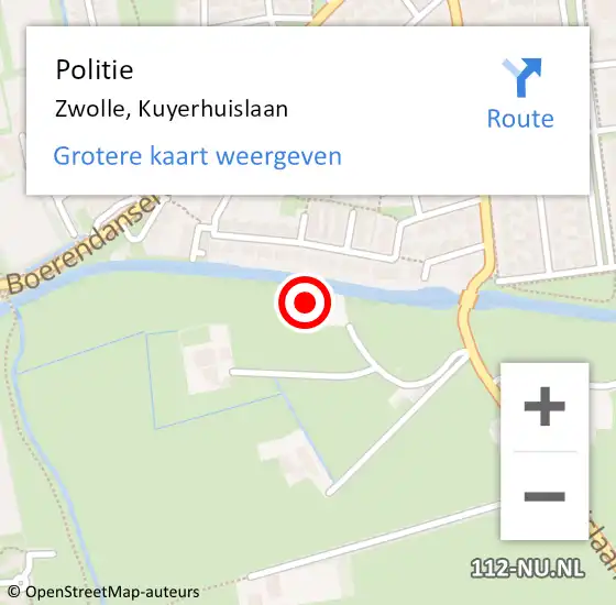 Locatie op kaart van de 112 melding: Politie Zwolle, Kuyerhuislaan op 21 november 2021 15:05