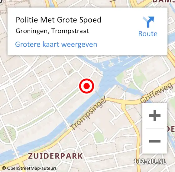 Locatie op kaart van de 112 melding: Politie Met Grote Spoed Naar Groningen, Trompstraat op 21 november 2021 15:13