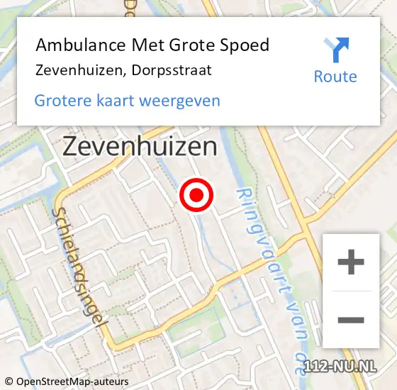 Locatie op kaart van de 112 melding: Ambulance Met Grote Spoed Naar Zevenhuizen, Dorpsstraat op 21 november 2021 15:14