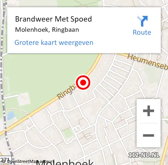 Locatie op kaart van de 112 melding: Brandweer Met Spoed Naar Molenhoek, Ringbaan op 21 november 2021 15:37