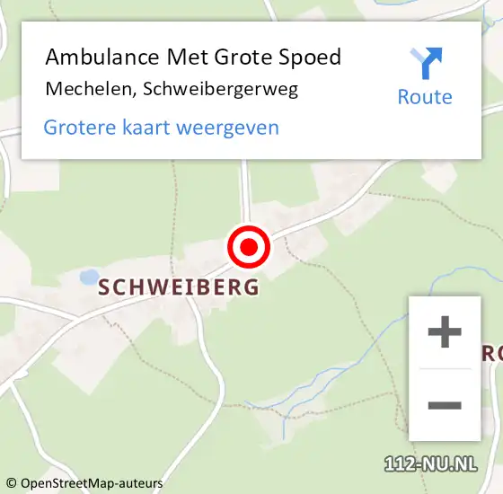 Locatie op kaart van de 112 melding: Ambulance Met Grote Spoed Naar Mechelen, Schweibergerweg op 30 juni 2014 06:14