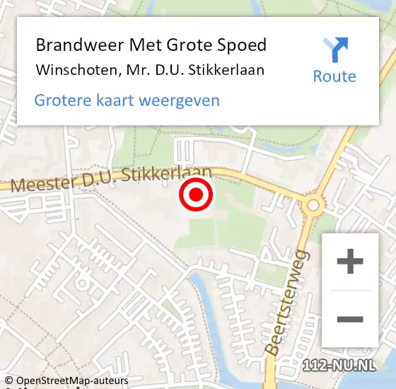 Locatie op kaart van de 112 melding: Brandweer Met Grote Spoed Naar Winschoten, Mr. D.U. Stikkerlaan op 21 november 2021 15:44