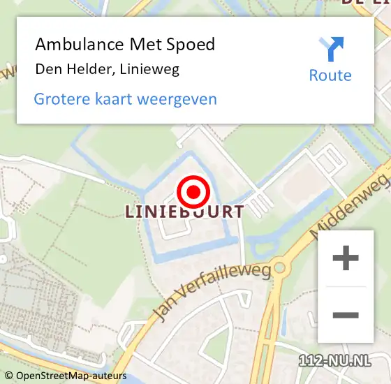 Locatie op kaart van de 112 melding: Ambulance Met Spoed Naar Den Helder, Linieweg op 21 november 2021 15:48