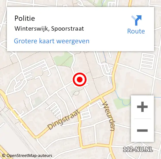 Locatie op kaart van de 112 melding: Politie Winterswijk, Spoorstraat op 21 november 2021 15:58