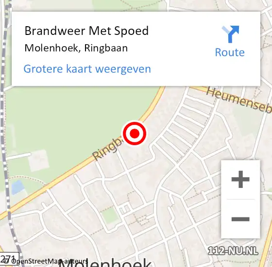 Locatie op kaart van de 112 melding: Brandweer Met Spoed Naar Molenhoek, Ringbaan op 21 november 2021 16:07
