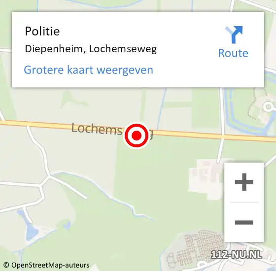Locatie op kaart van de 112 melding: Politie Diepenheim, Lochemseweg op 21 november 2021 16:26