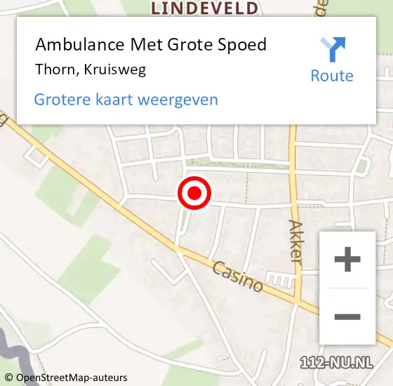 Locatie op kaart van de 112 melding: Ambulance Met Grote Spoed Naar Thorn, Kruisweg op 21 november 2021 16:44