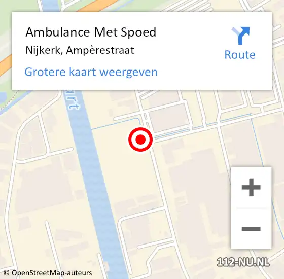 Locatie op kaart van de 112 melding: Ambulance Met Spoed Naar Nijkerk, Ampèrestraat op 21 november 2021 17:17