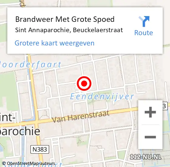 Locatie op kaart van de 112 melding: Brandweer Met Grote Spoed Naar Sint Annaparochie, Beuckelaerstraat op 21 november 2021 17:26