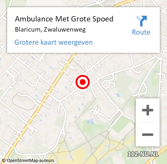 Locatie op kaart van de 112 melding: Ambulance Met Grote Spoed Naar Blaricum, Zwaluwenweg op 30 juni 2014 06:45