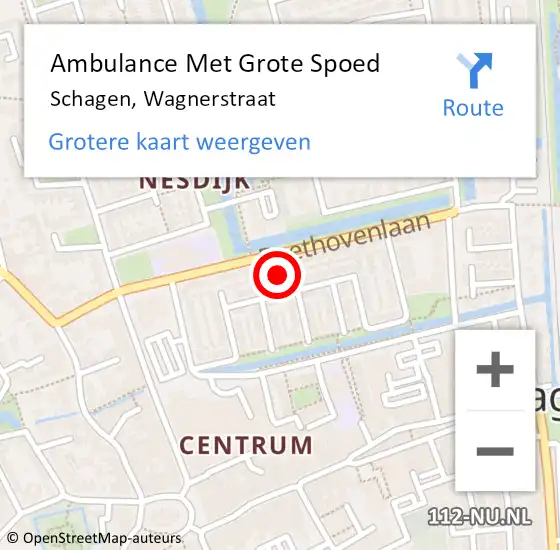 Locatie op kaart van de 112 melding: Ambulance Met Grote Spoed Naar Schagen, Wagnerstraat op 21 november 2021 17:36