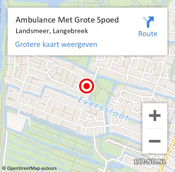 Locatie op kaart van de 112 melding: Ambulance Met Grote Spoed Naar Landsmeer, Langebreek op 21 november 2021 18:18