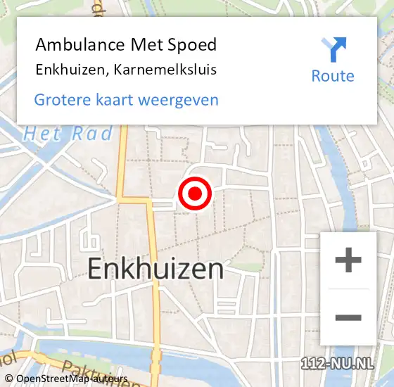 Locatie op kaart van de 112 melding: Ambulance Met Spoed Naar Enkhuizen, Karnemelksluis op 21 november 2021 18:18