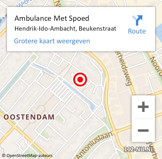 Locatie op kaart van de 112 melding: Ambulance Met Spoed Naar Hendrik-Ido-Ambacht, Beukenstraat op 21 november 2021 18:30