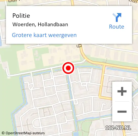 Locatie op kaart van de 112 melding: Politie Woerden, Hollandbaan op 21 november 2021 18:46