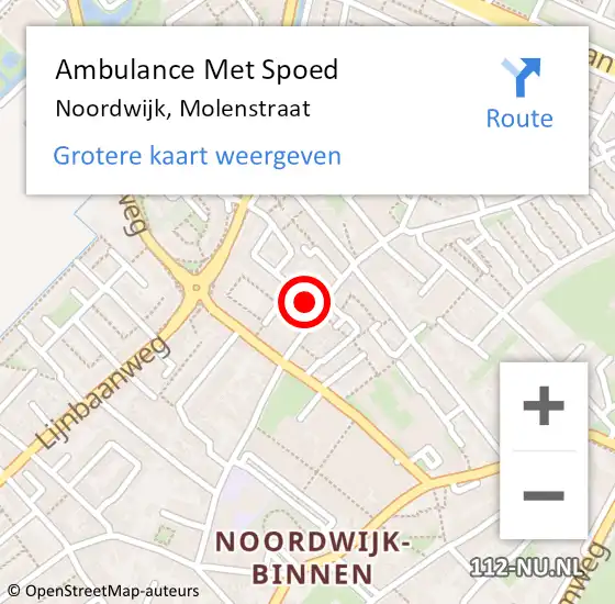 Locatie op kaart van de 112 melding: Ambulance Met Spoed Naar Noordwijk, Molenstraat op 21 november 2021 18:46