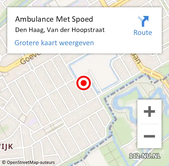 Locatie op kaart van de 112 melding: Ambulance Met Spoed Naar Den Haag, Van der Hoopstraat op 21 november 2021 19:23