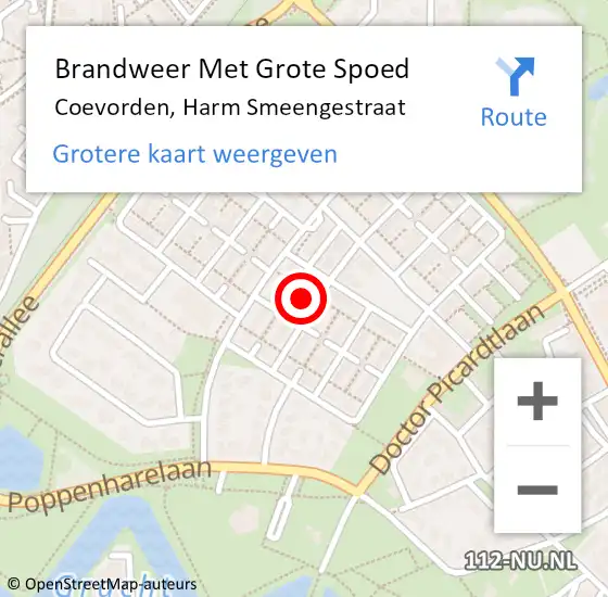 Locatie op kaart van de 112 melding: Brandweer Met Grote Spoed Naar Coevorden, Harm Smeengestraat op 21 november 2021 19:42