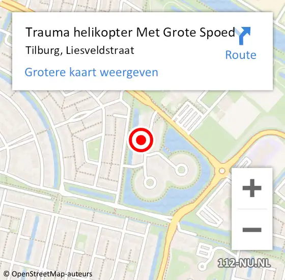 Locatie op kaart van de 112 melding: Trauma helikopter Met Grote Spoed Naar Tilburg, Liesveldstraat op 21 november 2021 19:53