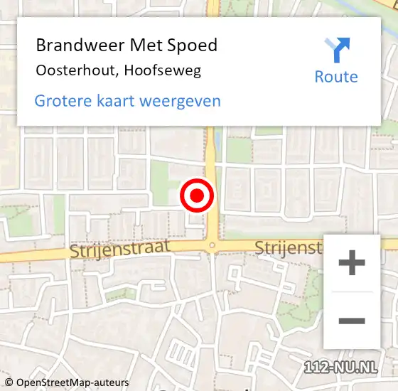 Locatie op kaart van de 112 melding: Brandweer Met Spoed Naar Oosterhout, Hoofseweg op 21 november 2021 20:08