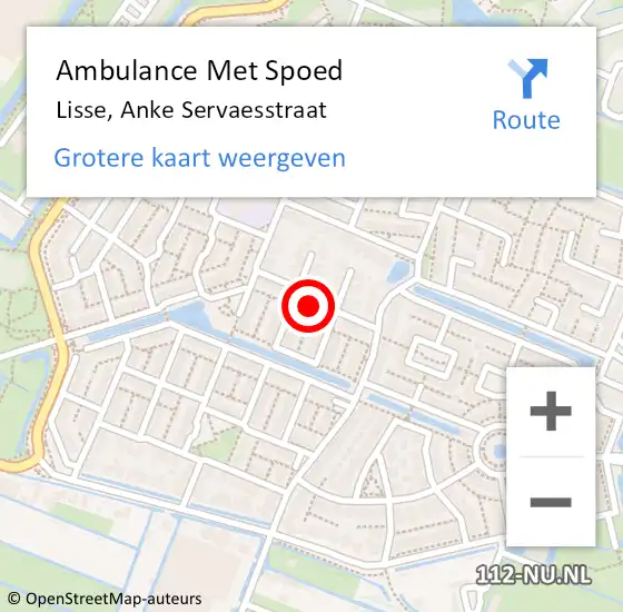 Locatie op kaart van de 112 melding: Ambulance Met Spoed Naar Lisse, Anke Servaesstraat op 21 november 2021 20:14