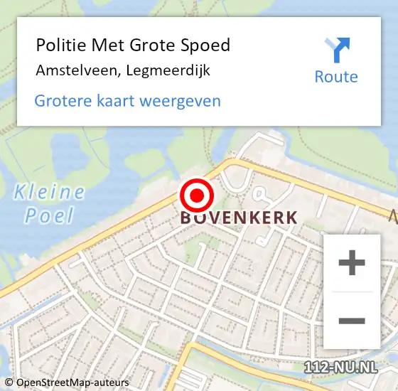 Locatie op kaart van de 112 melding: Politie Met Grote Spoed Naar Amstelveen, Legmeerdijk op 21 november 2021 20:20