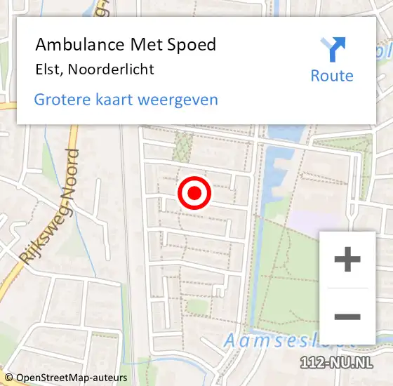 Locatie op kaart van de 112 melding: Ambulance Met Spoed Naar Elst, Noorderlicht op 21 november 2021 20:24