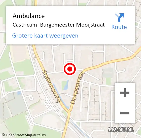 Locatie op kaart van de 112 melding: Ambulance Castricum, Burgemeester Mooijstraat op 21 november 2021 20:43