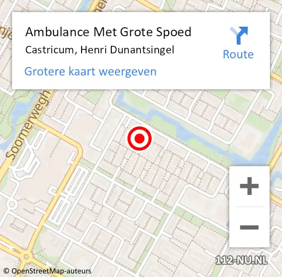 Locatie op kaart van de 112 melding: Ambulance Met Grote Spoed Naar Castricum, Henri Dunantsingel op 21 november 2021 20:55