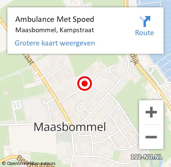 Locatie op kaart van de 112 melding: Ambulance Met Spoed Naar Maasbommel, Kampstraat op 21 november 2021 21:07