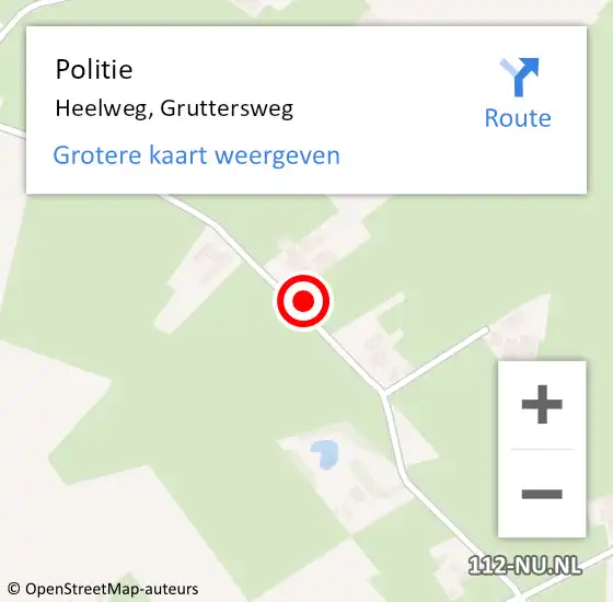 Locatie op kaart van de 112 melding: Politie Heelweg, Gruttersweg op 21 november 2021 21:16