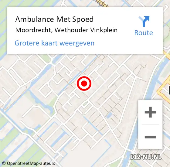 Locatie op kaart van de 112 melding: Ambulance Met Spoed Naar Moordrecht, Wethouder Vinkplein op 21 november 2021 21:41