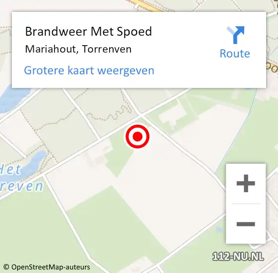 Locatie op kaart van de 112 melding: Brandweer Met Spoed Naar Mariahout, Torrenven op 21 november 2021 21:44