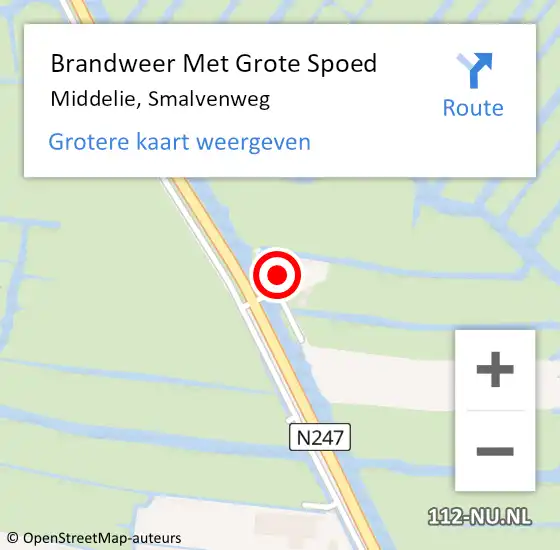 Locatie op kaart van de 112 melding: Brandweer Met Grote Spoed Naar Middelie, Smalvenweg op 21 november 2021 21:50