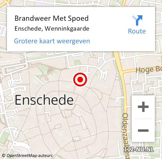 Locatie op kaart van de 112 melding: Brandweer Met Spoed Naar Enschede, Wenninkgaarde op 21 november 2021 22:01