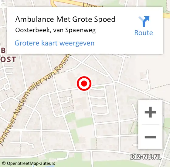 Locatie op kaart van de 112 melding: Ambulance Met Grote Spoed Naar Oosterbeek, van Spaenweg op 21 november 2021 22:45