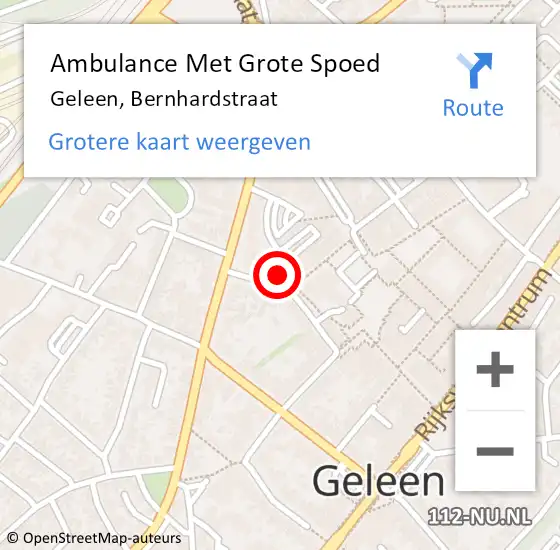 Locatie op kaart van de 112 melding: Ambulance Met Grote Spoed Naar Geleen, Bernhardstraat op 30 juni 2014 07:32