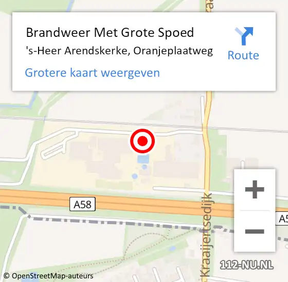 Locatie op kaart van de 112 melding: Brandweer Met Grote Spoed Naar 's-Heer Arendskerke, Oranjeplaatweg op 21 november 2021 23:36