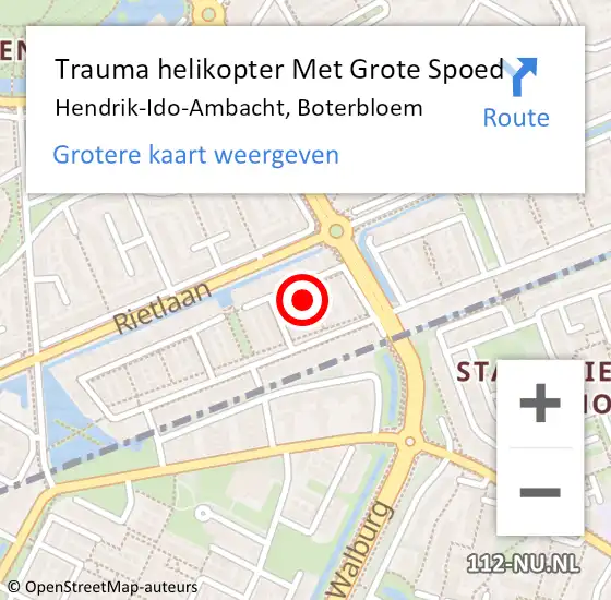 Locatie op kaart van de 112 melding: Trauma helikopter Met Grote Spoed Naar Hendrik-Ido-Ambacht, Boterbloem op 22 november 2021 00:21