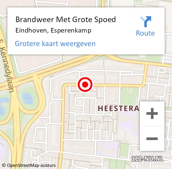 Locatie op kaart van de 112 melding: Brandweer Met Grote Spoed Naar Eindhoven, Esperenkamp op 22 november 2021 00:22