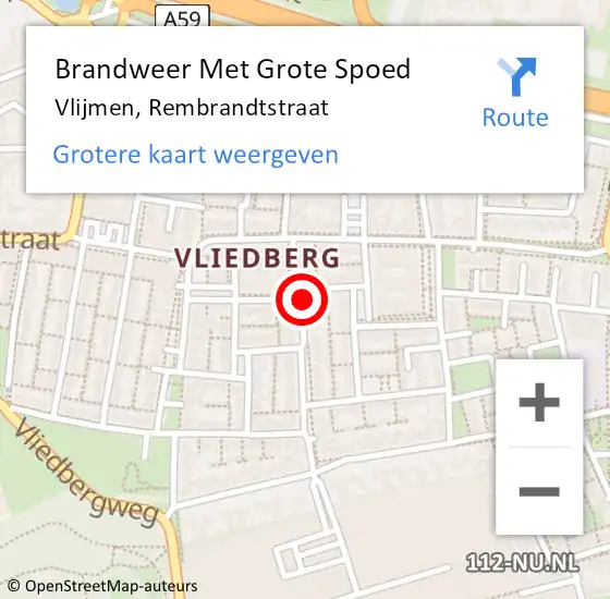 Locatie op kaart van de 112 melding: Brandweer Met Grote Spoed Naar Vlijmen, Rembrandtstraat op 22 november 2021 01:01