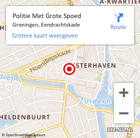 Locatie op kaart van de 112 melding: Politie Met Grote Spoed Naar Groningen, Eendrachtskade op 22 november 2021 01:05