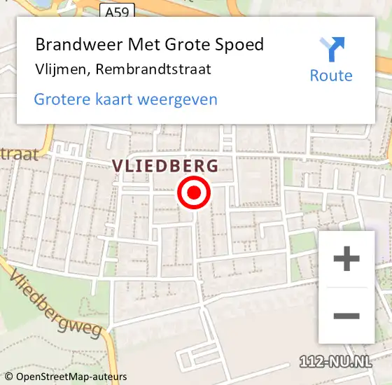 Locatie op kaart van de 112 melding: Brandweer Met Grote Spoed Naar Vlijmen, Rembrandtstraat op 22 november 2021 01:07