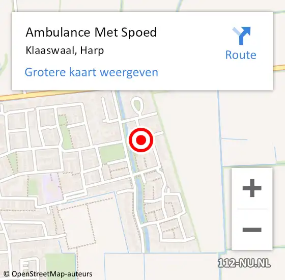 Locatie op kaart van de 112 melding: Ambulance Met Spoed Naar Klaaswaal, Harp op 22 november 2021 01:56