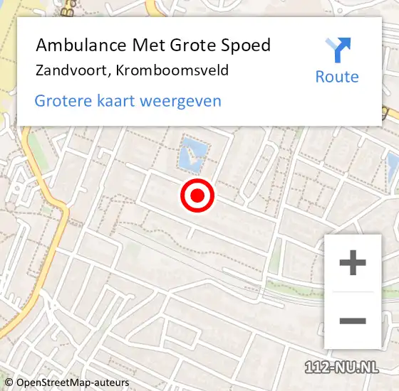 Locatie op kaart van de 112 melding: Ambulance Met Grote Spoed Naar Zandvoort, Kromboomsveld op 22 november 2021 02:11